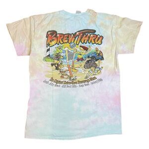Brew Thru Outter Banks Graphic Tee Blue Green Tie Dye Short Sleeve M